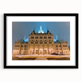 Extra large abstract art print of vibrant, colorful Connecticut scenery on textured canvas, framed in black.