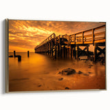 Framed canvas depicting a vintage-style Delaware landscape in muted gold and black tones, suitable for bedroom wall art.
