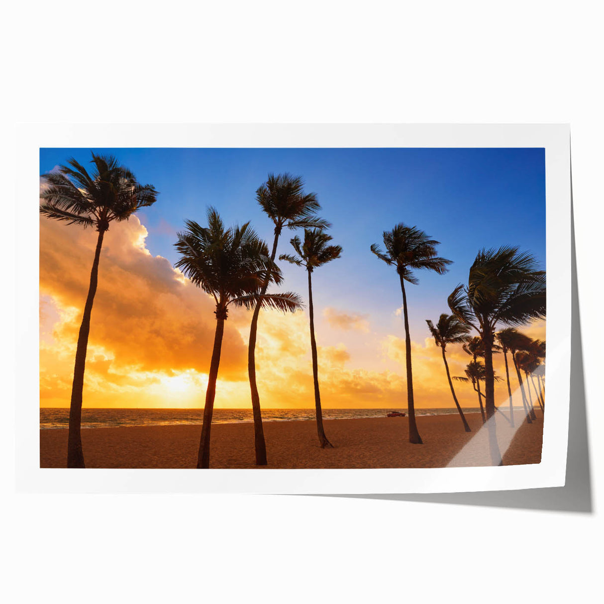 Extra large rolled print of Fort Lauderdale scenery in muted blue and green tones, ideal for dining room wall art.