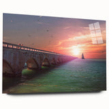 Large abstract wall art featuring a vibrant Florida Keys scenery on acrylic glass, ideal for bedroom or dining room decor.