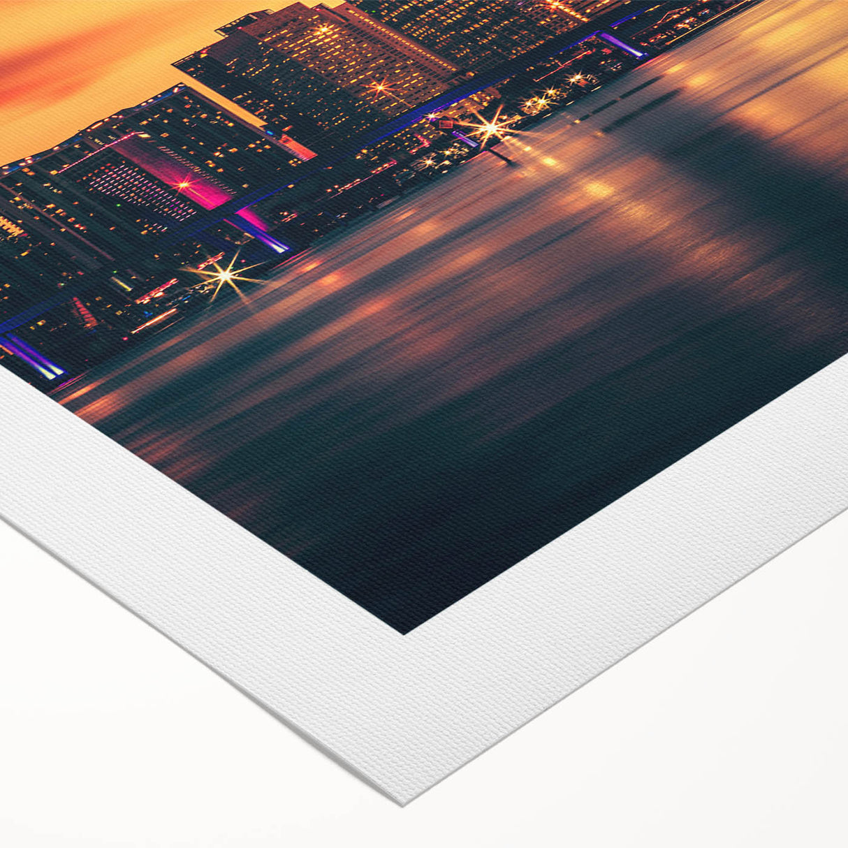 Art deco poster featuring the Miami skyline in pastel shades on rolled canvas, ideal for dining room wall art.