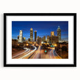 Abstract art print of Atlanta skyline in vibrant colors on a textured, extra large canvas, ideal for living room decor.