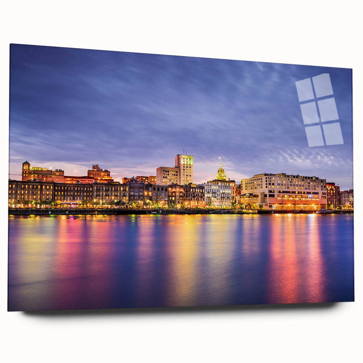 Large abstract wall art of Savannah, Georgia, on acrylic glass, displaying muted earth tones.