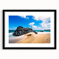 Extra large textured abstract art print of vibrant, colorful Kauai scenery on a framed black mat.