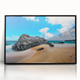 Large abstract wall art featuring a vibrant depiction of Kauai’s landscape on a black framed acrylic.