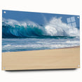 Acrylic glass print of Oahu, Hawaii, featuring vivid ocean and sky tones, ideal for dining room decor.