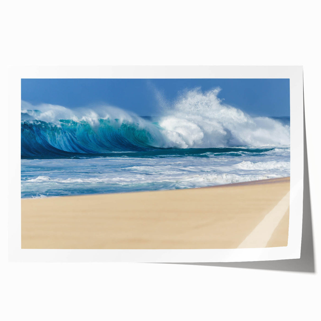 Rolled print of Oahu, Hawaii scenery with vibrant green hues and floral elements, suitable as art wall for dining room.