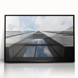 Large abstract wall art featuring a stylized Chicago skyline in black and white tones on a framed acrylic print.