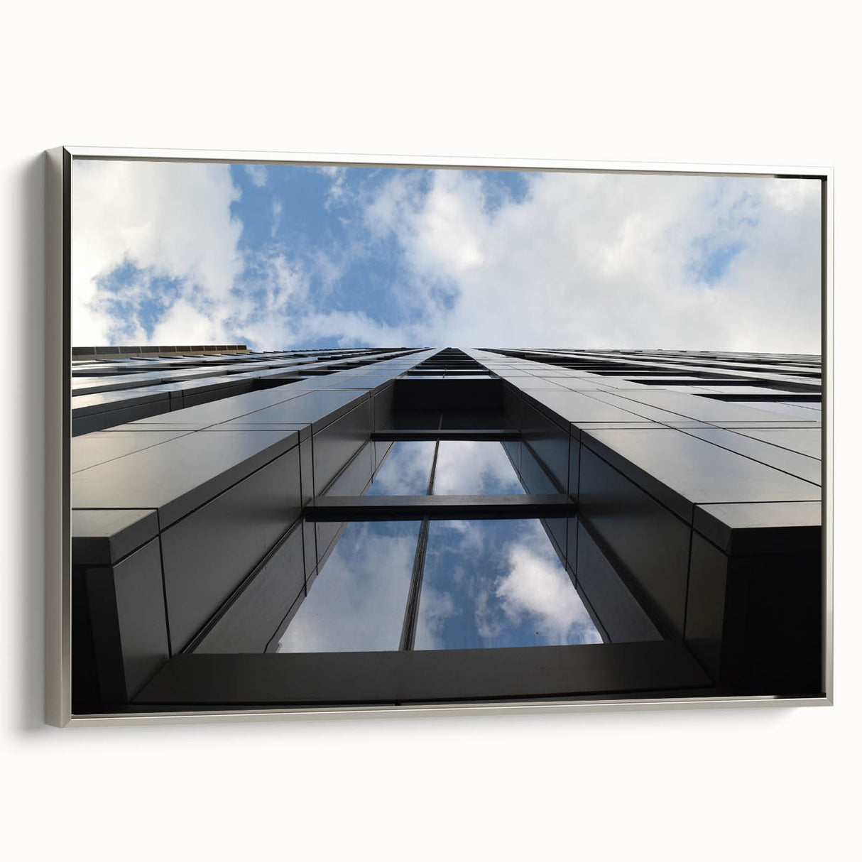 Framed canvas landscape art painting of Chicago skyline in colorful hues, ideal for office decor.