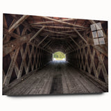 Large abstract wall art depicting a serene Iowa landscape in soft blue and green tones, printed on acrylic glass.