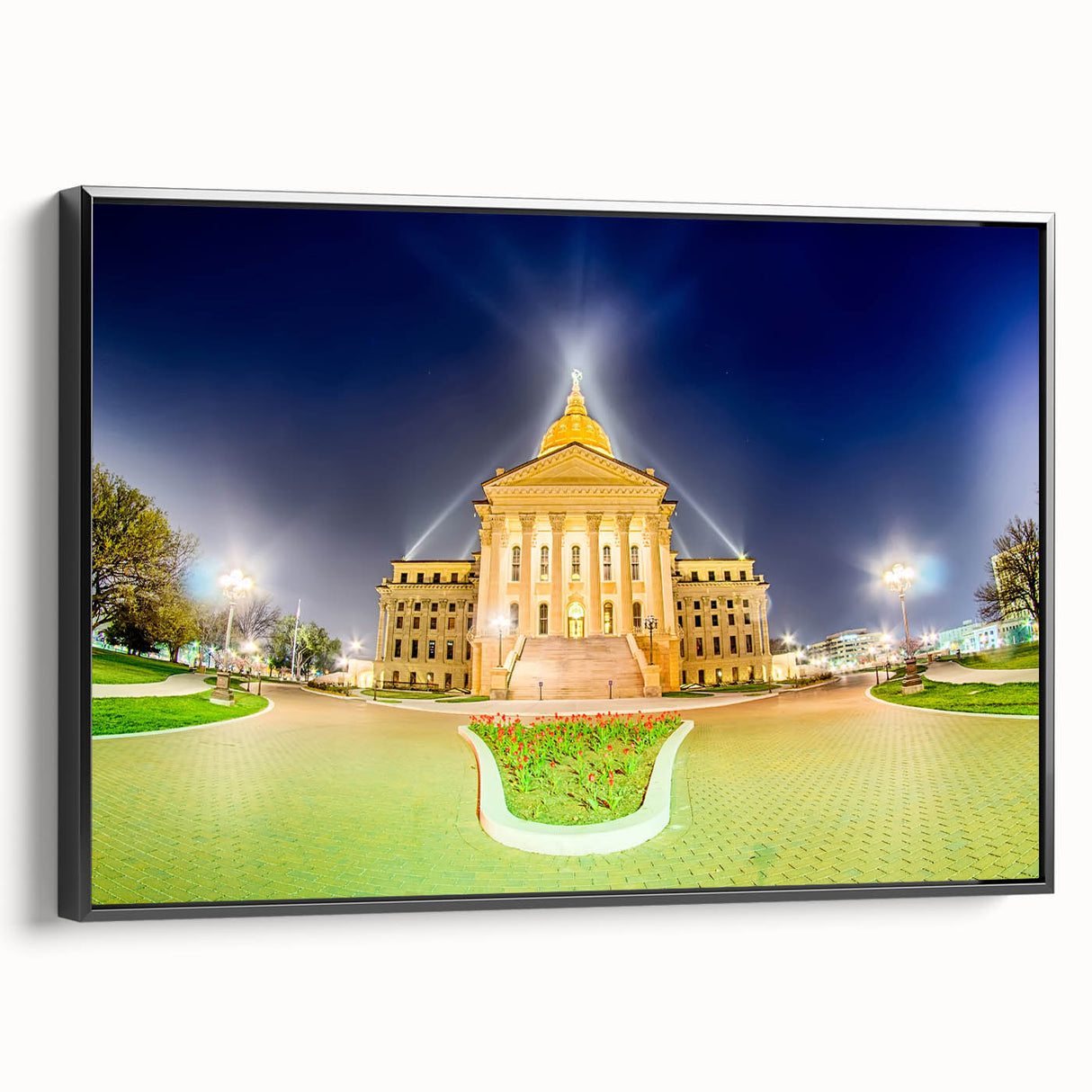 Black and white landscape art painting of Kansas scenery on framed canvas, suitable for bedroom wall decor.