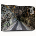 Acrylic glass print of a large abstract depiction of Kentucky scenery, in muted earth tones.