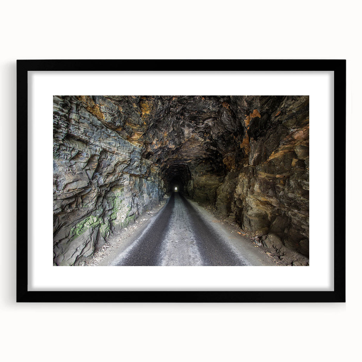 Abstract art print featuring vibrant, colorful textures of Kentucky scenery on a large black-framed canvas.