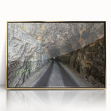 Acrylic print of a Kentucky landscape with muted earth tones, framed in gold, suitable for modern art wall decor.