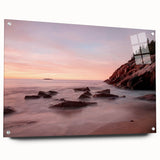 Acrylic print of Acadia National Park with deep blue and green hues, ideal for enhancing bedroom or dining room decor.