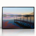 Large abstract wall art depicting a serene Maine landscape in muted earth tones, framed in black acrylic.