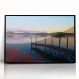 Large abstract wall art depicting a serene Maine landscape in muted earth tones, framed in black acrylic.