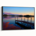 Black and white landscape art painting of a Maine scenery on framed canvas, suitable for bedroom decor.