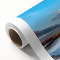 Art deco poster of Chesapeake Bay with soft pastel hues on rolled canvas, ideal for nursery wall art.