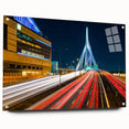 Acrylic print of a large abstract depiction of Boston with vibrant blue and gray tones.