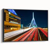 Black and white framed canvas of a vintage Boston landscape, ideal for bedroom wall art.
