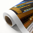 Art Deco poster of Boston skyline in pastel colors on rolled canvas, ideal for nursery wall art.