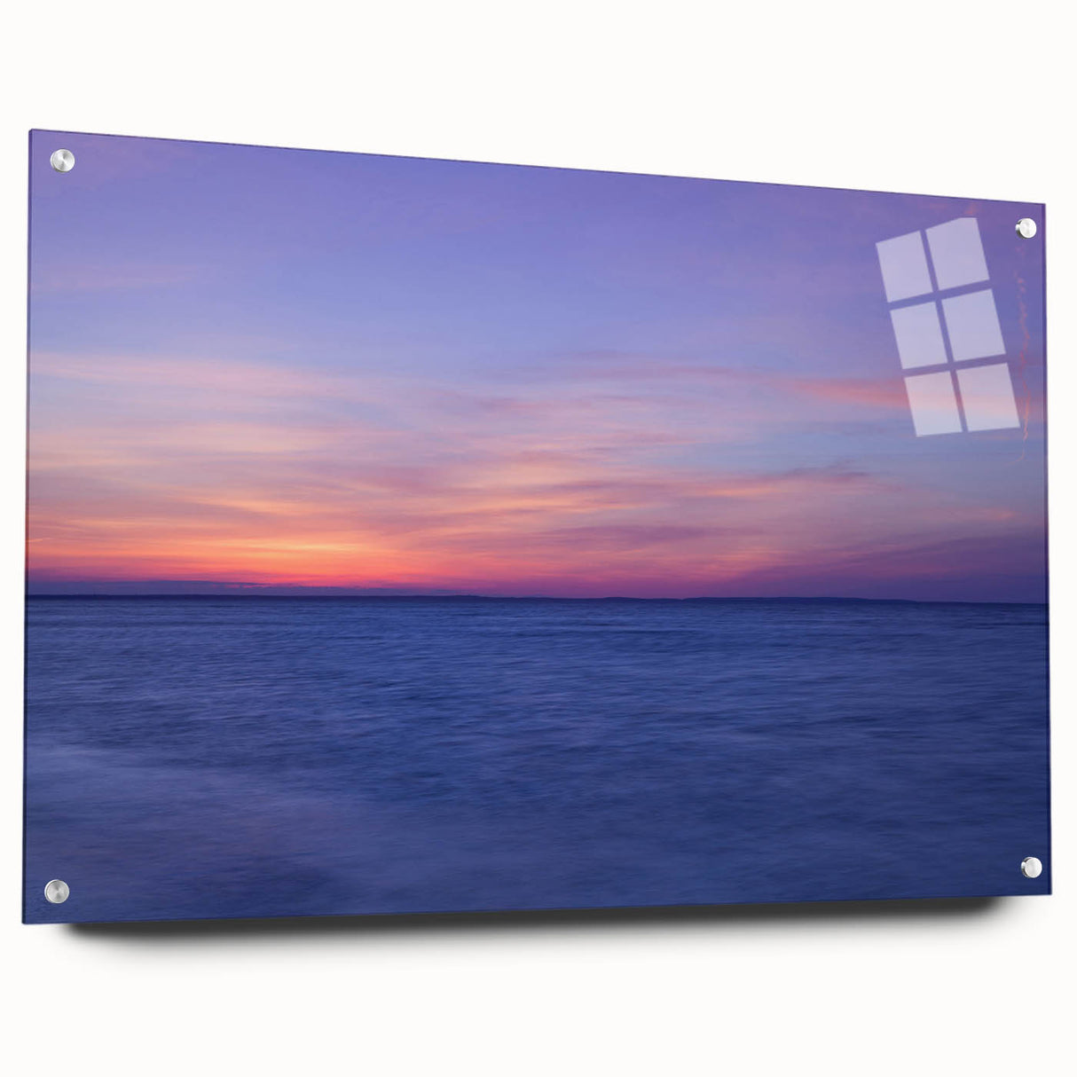 Acrylic print of a large abstract representation of Massachusetts Cape in blue and gray tones.