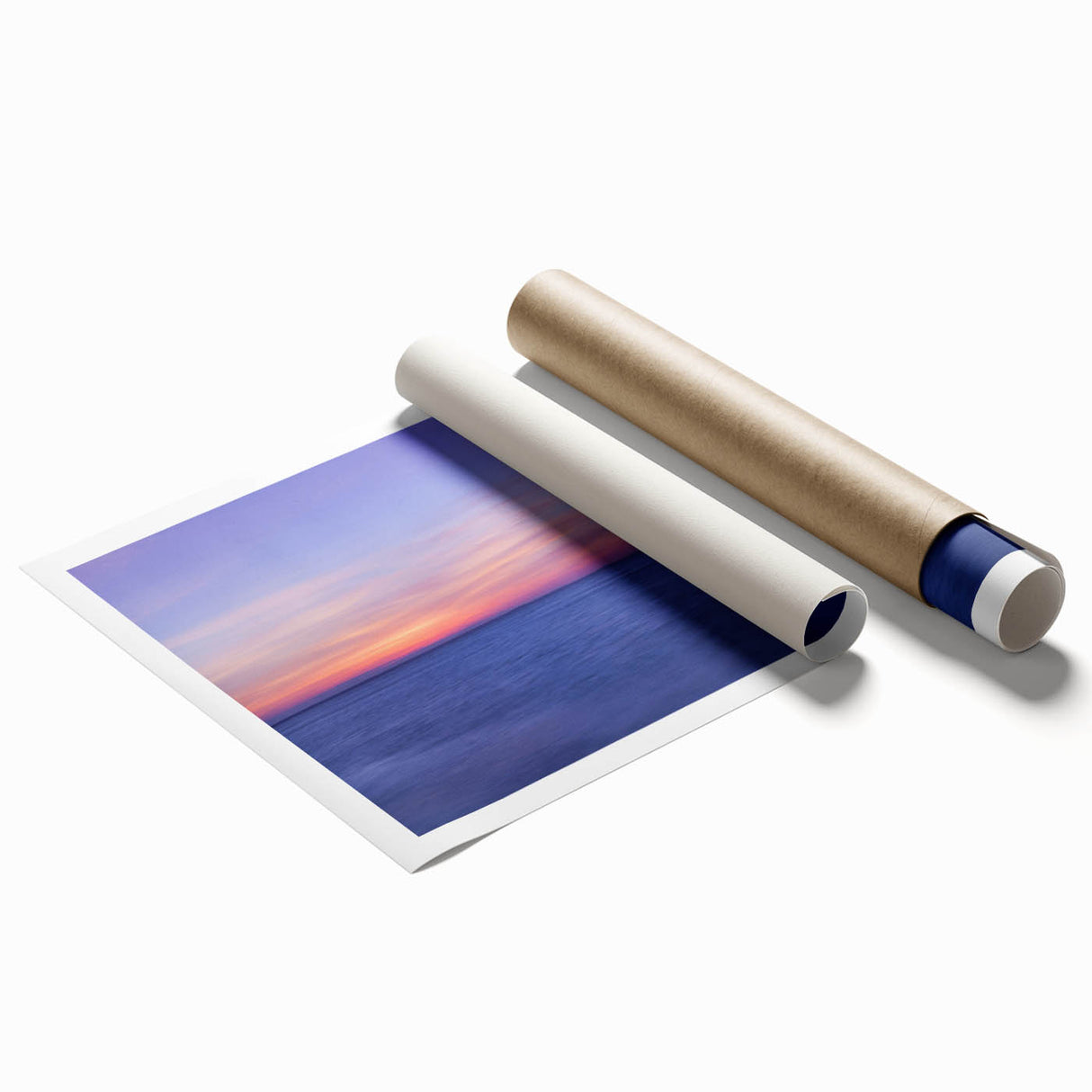 Rolled print of a Cape Cod landscape with soft floral details in pastel colors.