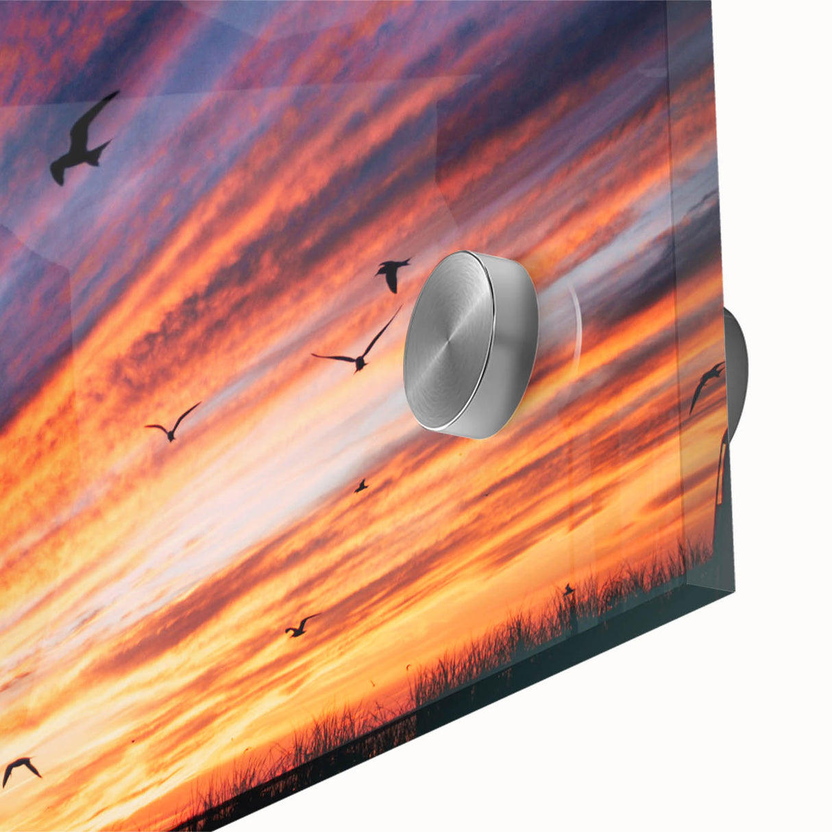 Large abstract wall art of Massachusetts Nantucket scenery in mid-century modernist style on acrylic glass.
