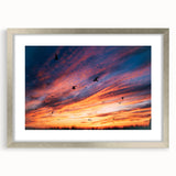Textured abstract art print of a serene Nantucket landscape in muted blue and gray tones, framed in silver.