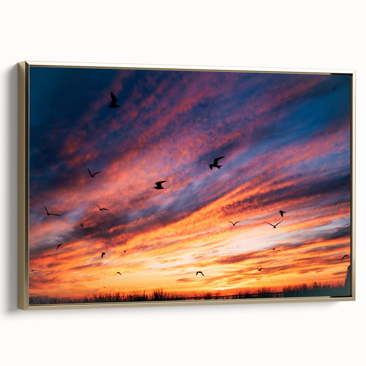 Framed canvas depicting a vintage-style landscape of Nantucket in muted gold and black, ideal for bedroom wall art.