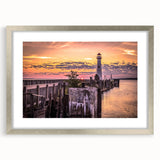 Textured abstract art print of Michigan's Upper Peninsula in earthy tones on a framed silver mat, suitable for bedroom decor.