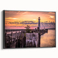 Black and white framed canvas of Michigan's Upper Peninsula landscape, suitable for bedroom decor.
