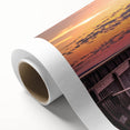 Art deco poster of Michigan's Upper Peninsula in muted earth tones on rolled canvas, ideal for nursery wall art.