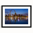 Extra large abstract art print of St. Louis skyline in vibrant colors on a textured canvas, ideal for living room decor.