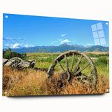 Acrylic print of a Montana landscape in muted earth tones, ideal for dining room wall decor.