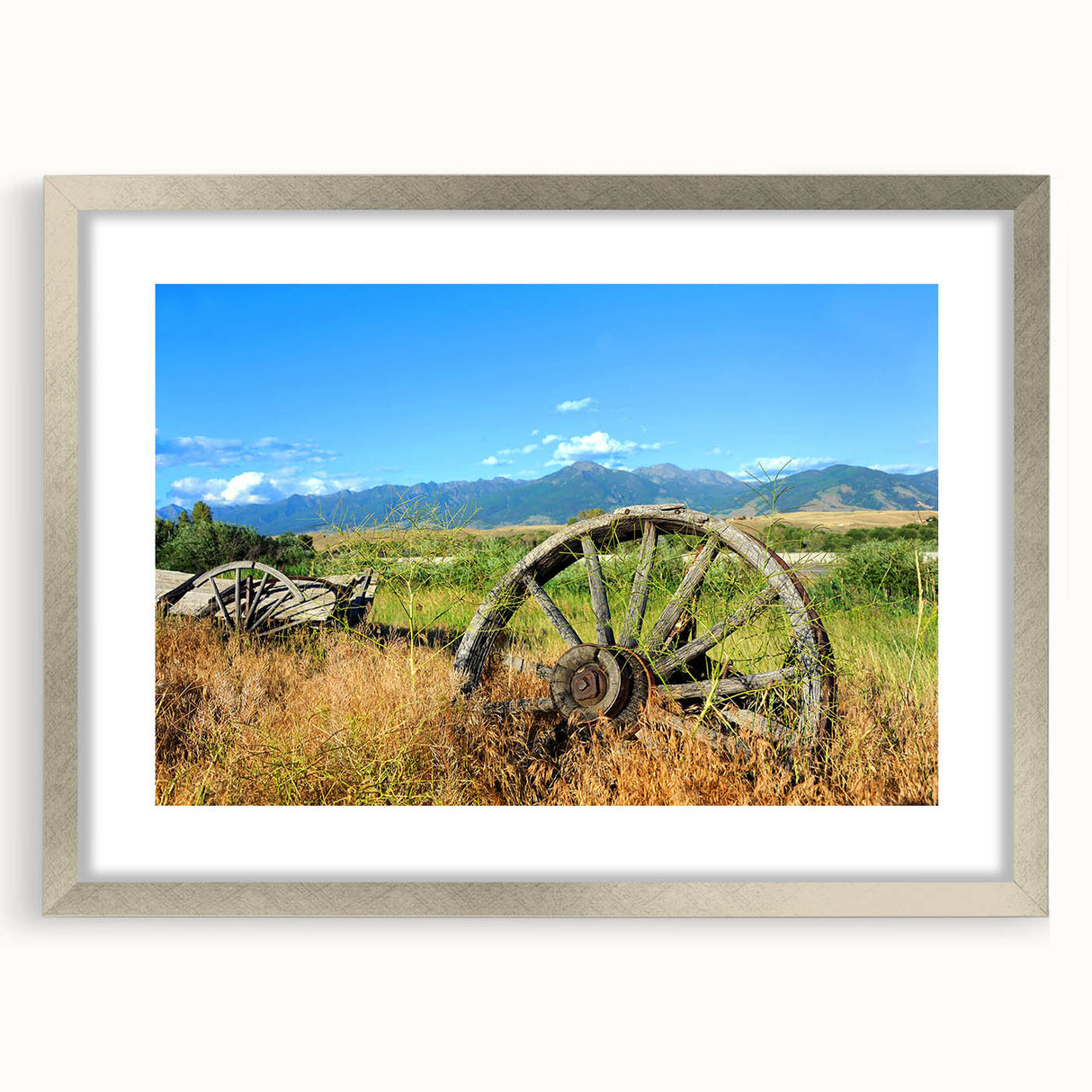 Textured abstract art print of Montana scenery in muted earth tones on a framed canvas, ideal for bedroom art.