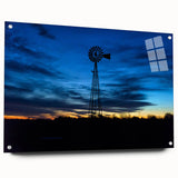 Acrylic print of a large abstract depiction of Nebraska scenery in muted earth tones.