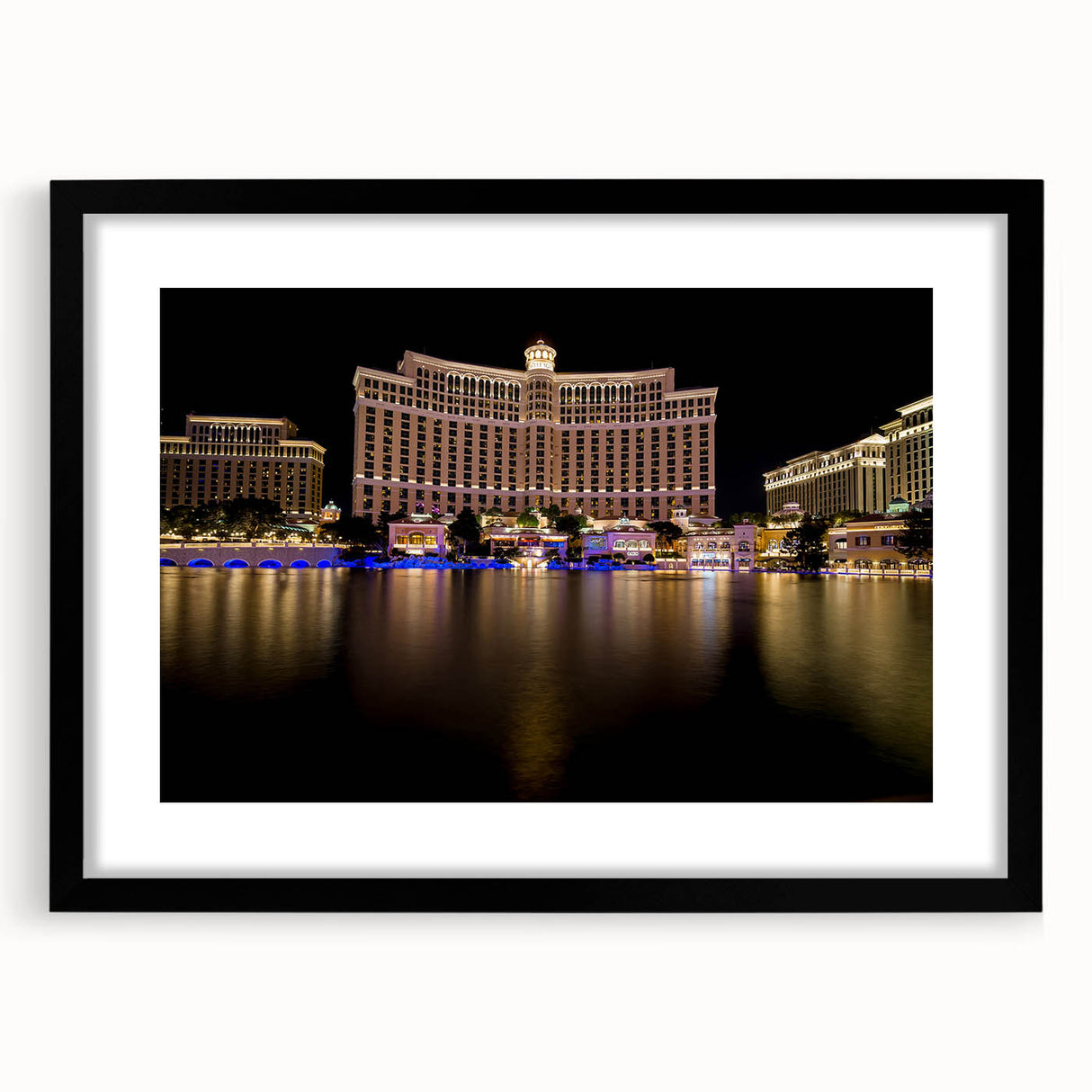 Abstract art print of Las Vegas skyline in vibrant colors on a textured, extra large canvas, ideal for living room decor.