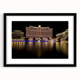 Abstract art print of Las Vegas skyline in vibrant colors on a textured, extra large canvas, ideal for living room decor.