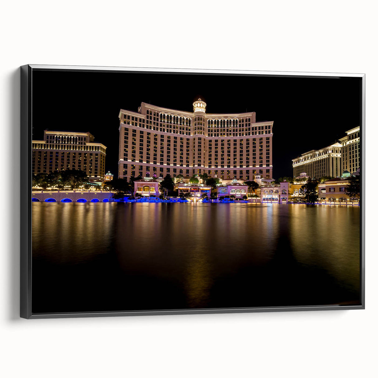 Black and white framed canvas of Las Vegas landscape, vintage poster style, ideal for bedroom wall art.