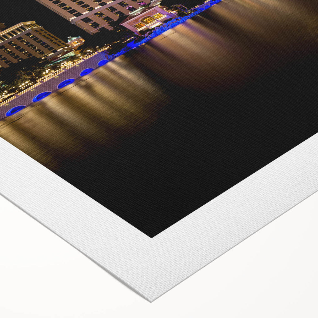 Art deco poster of Las Vegas skyline in muted metallic tones on rolled canvas, suitable for dining room decor.