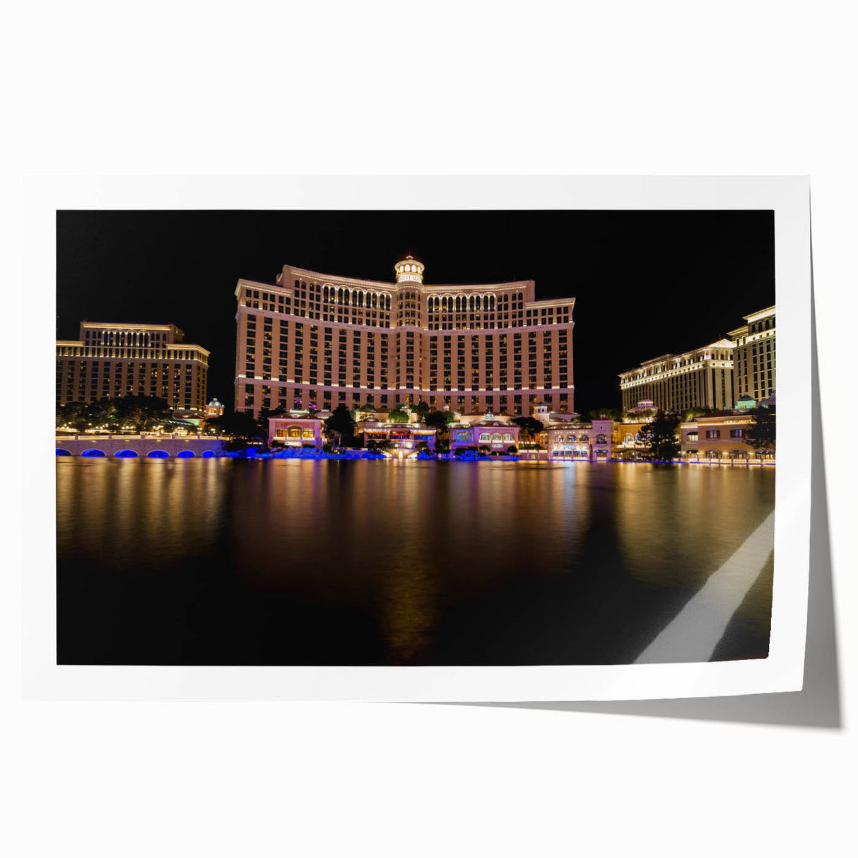 Las Vegas skyline in muted gray and blue tones on a large rolled canvas, ideal for art wall dining room.