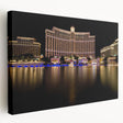 Las Vegas skyline in neon colors on stretched canvas, suitable for kitchen wall art.