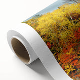 Art Deco poster of New Hampshire scenery on rolled canvas, in muted earth tones, ideal for nursery wall art.