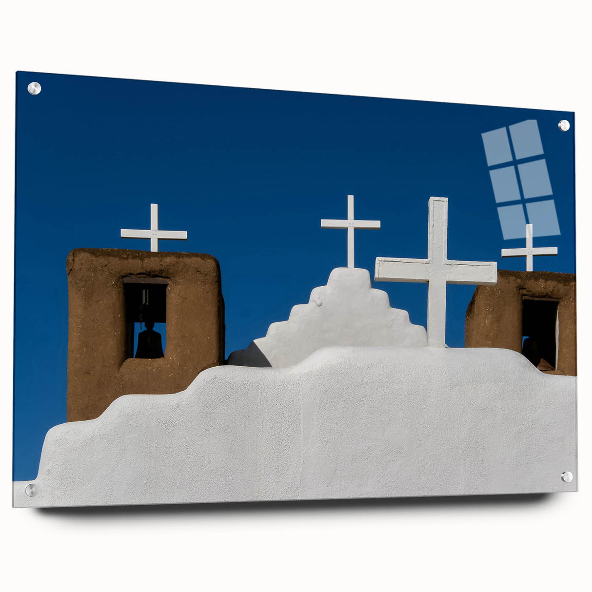 Acrylic print of a New Mexico landscape in muted earth tones, suitable for bedroom or dining room decor.
