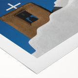 Art deco poster featuring New Mexico scenery in muted earth tones on rolled canvas, suitable for dining room decor.