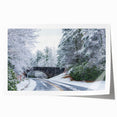 Blue Ridge mountain landscape in muted greens and blues on a large rolled canvas, ideal for dining room wall art.
