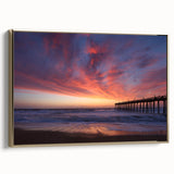 Vintage poster art of North Carolina's Outer Banks landscape on a framed canvas with black and gold tones.