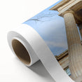 Art deco poster of Raleigh skyline in pastel shades on rolled canvas, suitable for nursery wall art.